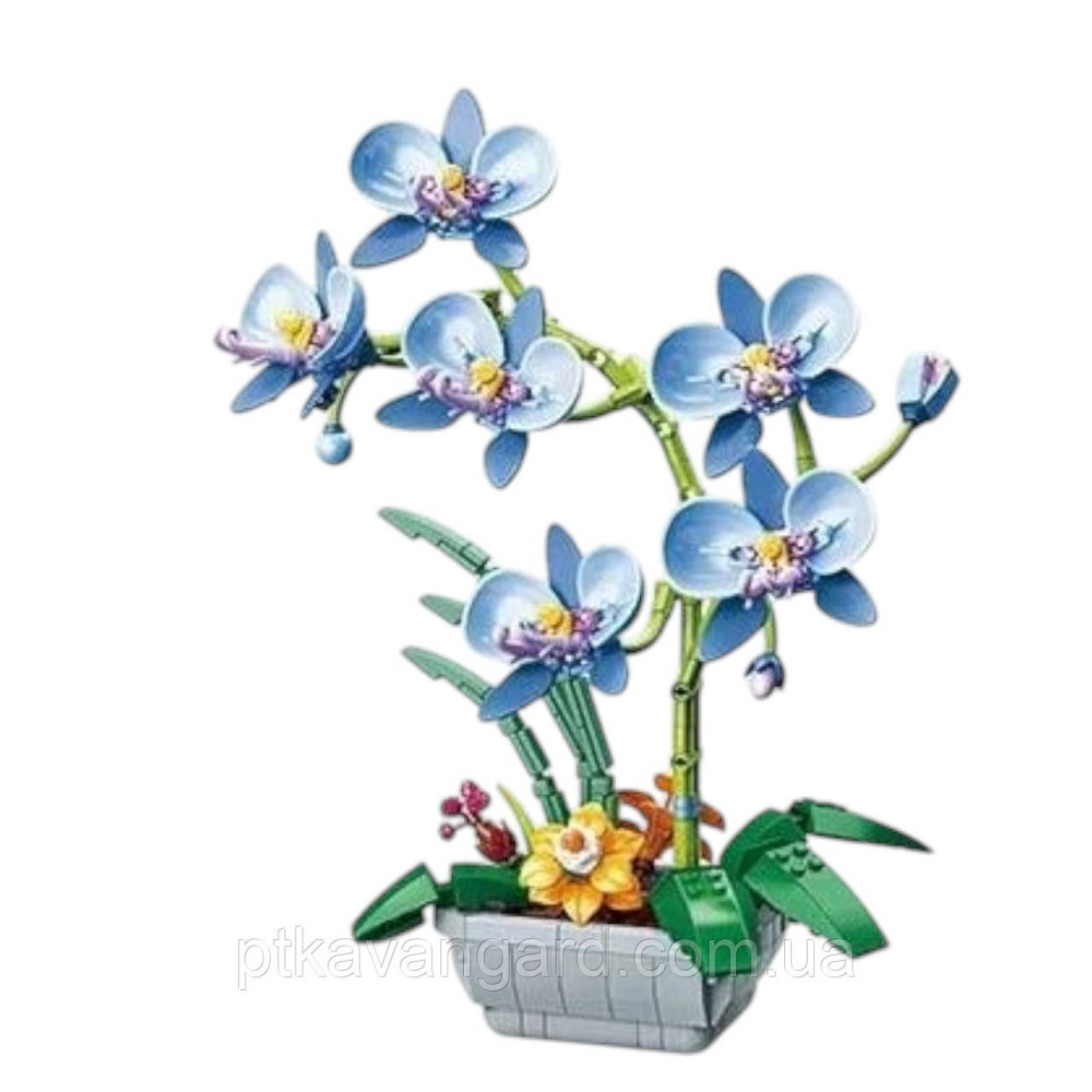 Конструктор орхидея на 562 детали конструкторный набор цветы в горшке подарок для детей и взрослых декор Синий Хмельницкий - изображение 1