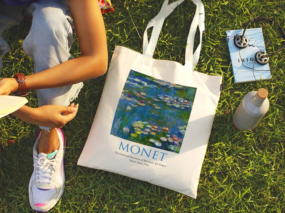 Екошопер BookOpt ВК4063 MONET «Водяні лілії» бежевий Луцк - изображение 7