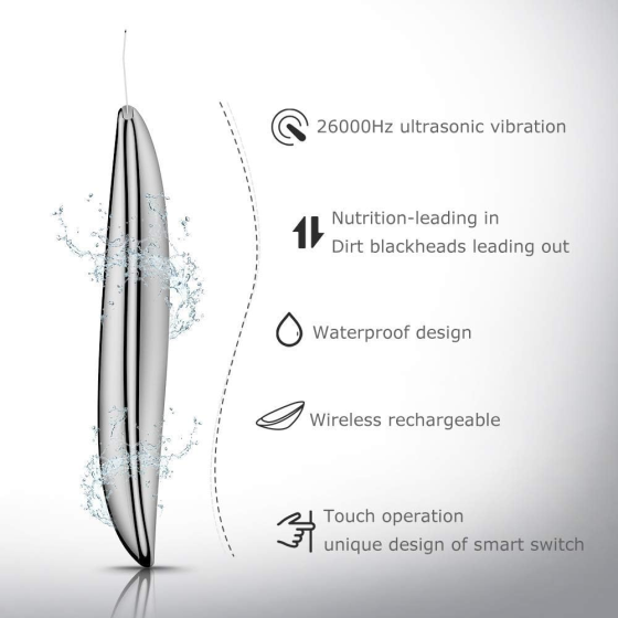Ультразвуковий скрабер для обличчя TOUCHBeauty Ultrasonic Scrub Device TB-1769 професійний апарат для пілінгу та ліфтингу срібляст Київ