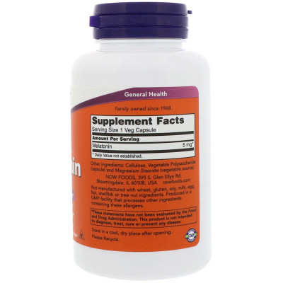 Аминокислота Now Foods Мелатонин, Melatonin, 5мг, 180 капсул (NOW-03556) Винница - изображение 2
