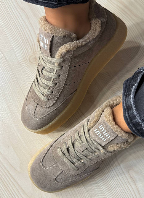 Кеди жіночі Hengji 633-5 утеплені замшеві на хутрі бежеві, 36, 23 см Київ - фото 15