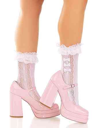 Шкарпетки ажурні Leg Avenue Mini Bow Lace Anklet, білі, з рюшами, декор — бантики Sex Aura Київ