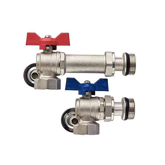 Комплект кранів Koer Set-26 - 1" з роз'ємним з'єднанням та термометром для колекторної групи (KR5470) Київ