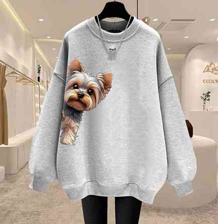 Женская повседневная худи с принтом из качественной тринитки на флисе Серый Одесса