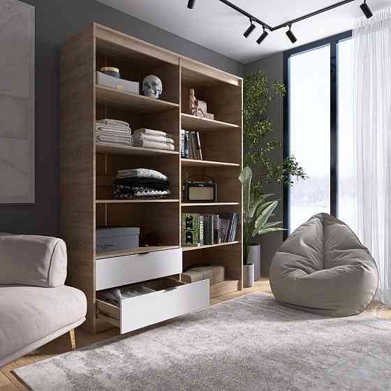 Шкаф распашной для одежды с выдвижными ящиками (полки - полки) Эверест Сити-1600 160,2х50х204,6 см Дуб сонома/Белый (DTM-071122) Львов