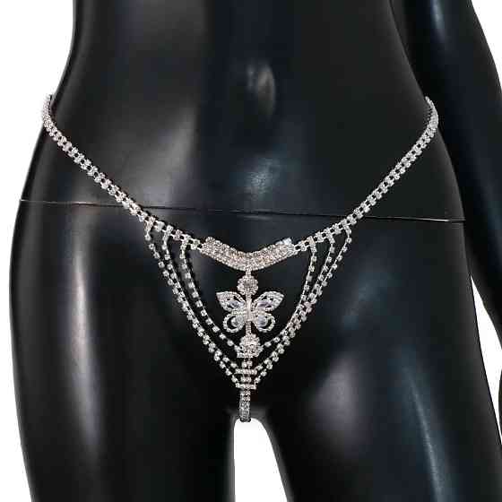 Еротичні трусики з камінням one size сріблястий Київ