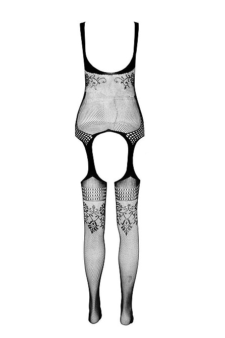 Бодистокинг Passion ECO BS008 black, с доступом, флористический декор, имитация подвязок Sex Aura Киев - изображение 7