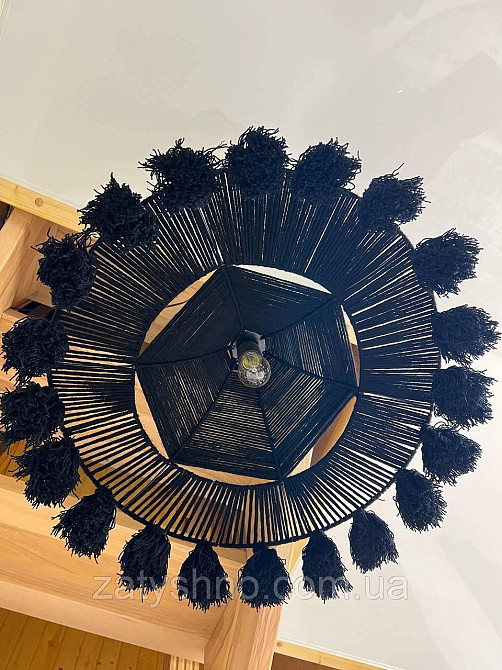 Люстра плетеная черная  круглая Киев - изображение 1