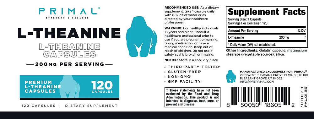 L-Theanine, 200 mg, 120 Capsules Луцьк - фото 3