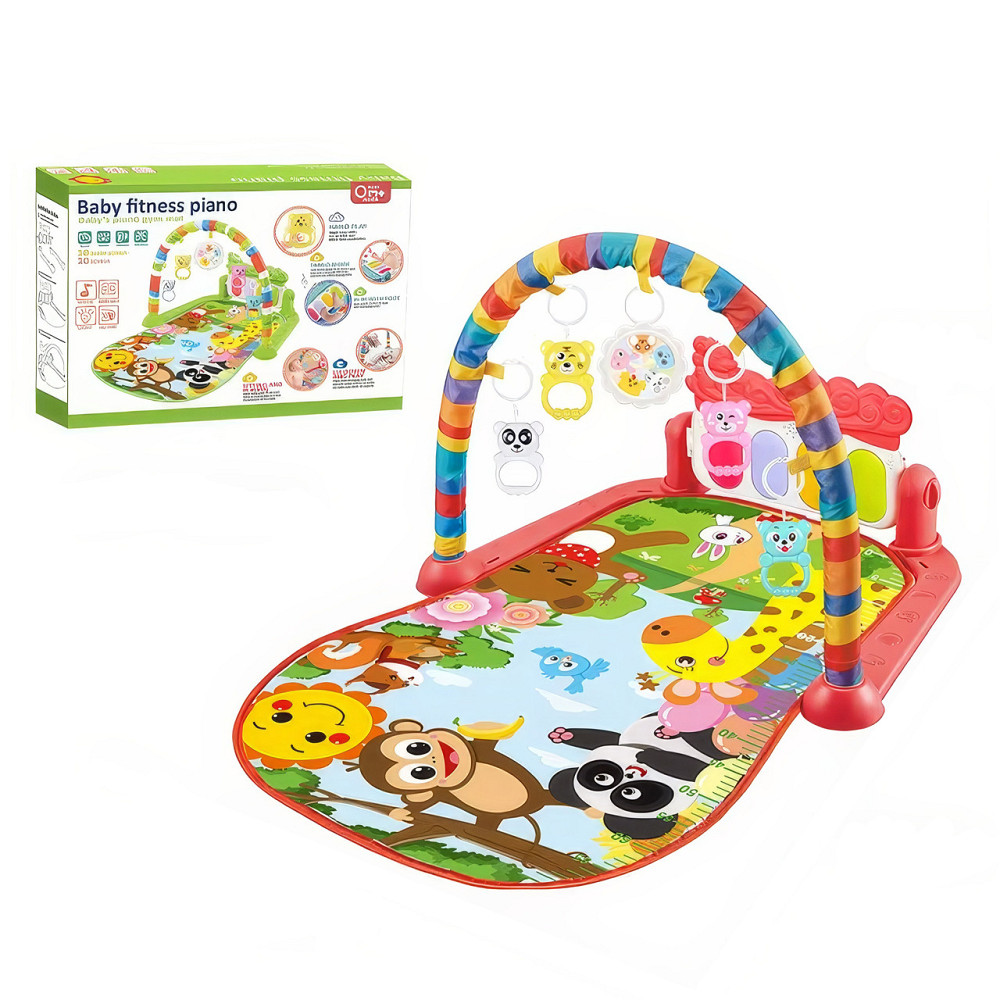 Детский развивающий коврик с музыкальным пианино, игрушками, шкалой роста, игровой коврик для детей, красный Каменец-Подольский - изображение 1