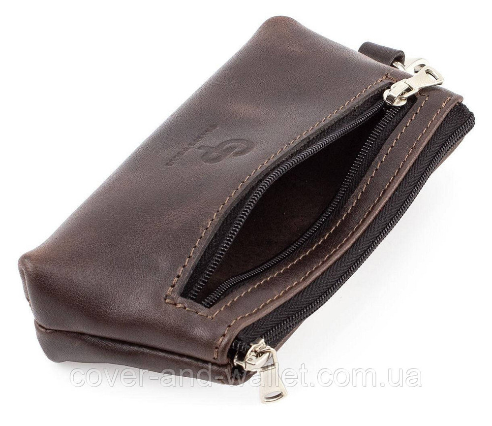 Стильна шкіряна ключниця ручної роботи Grande Pelle Borsetta (коричнева) Київ - фото 4