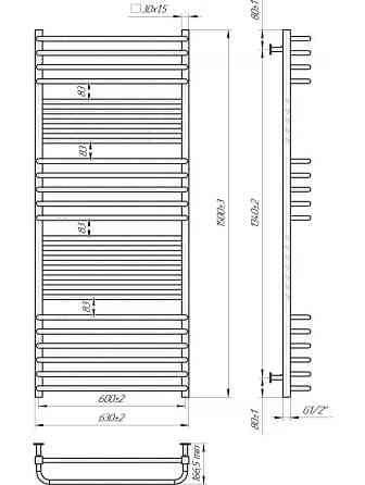 Водяной полотенцесушитель Mario INOX Гера-Люкс 1500х630/600 Киев