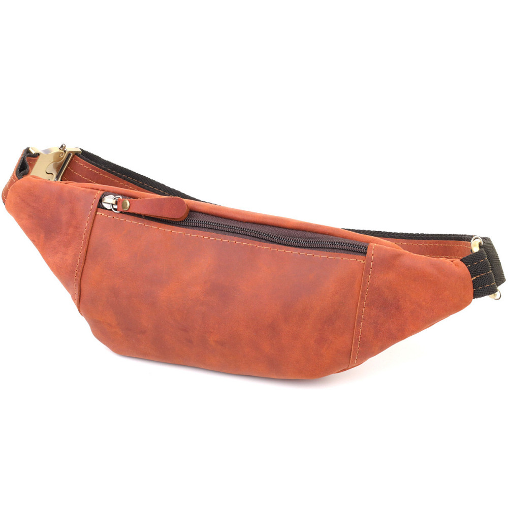 Практичная сумка-бананка для мужчин из натуральной винтажной кожи Shvigel 23122 Рыжий Киев - изображение 2