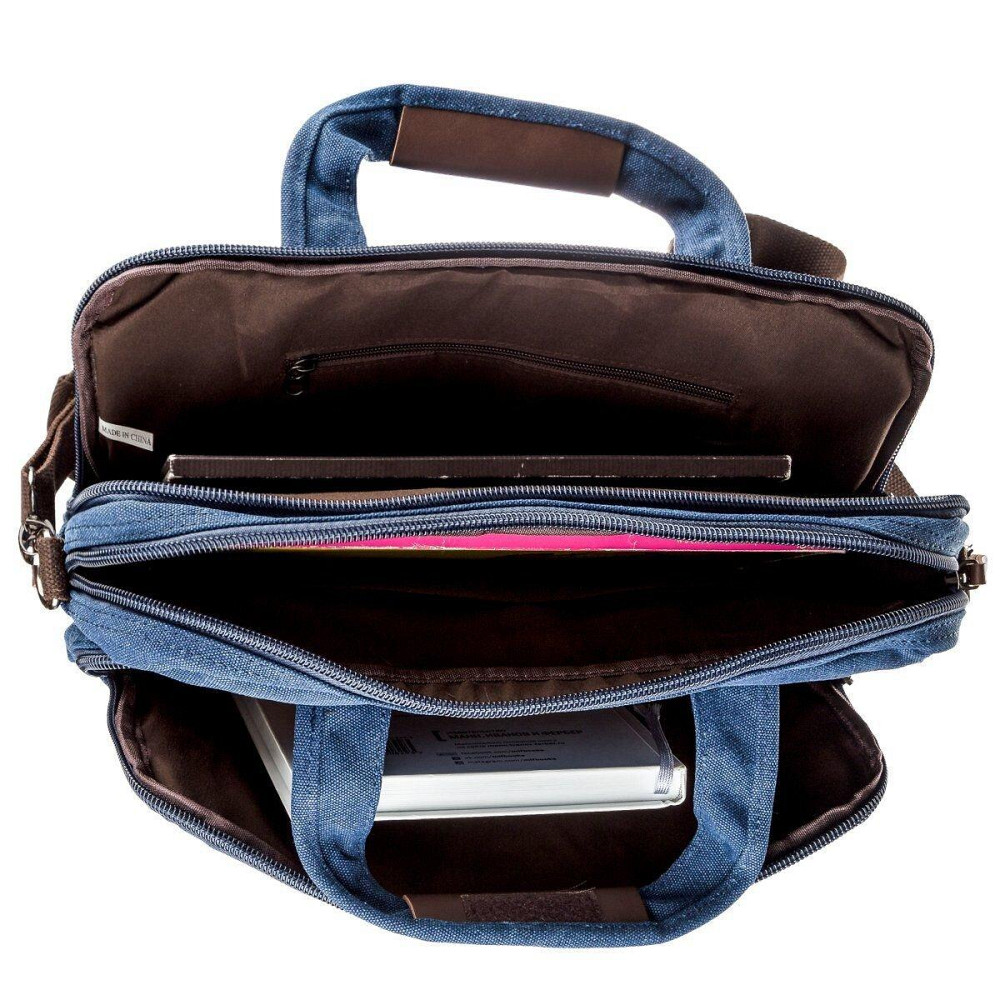 Сумка текстильная для ноутбука на два отделения Vintage 20179 Синяя Киев - изображение 1