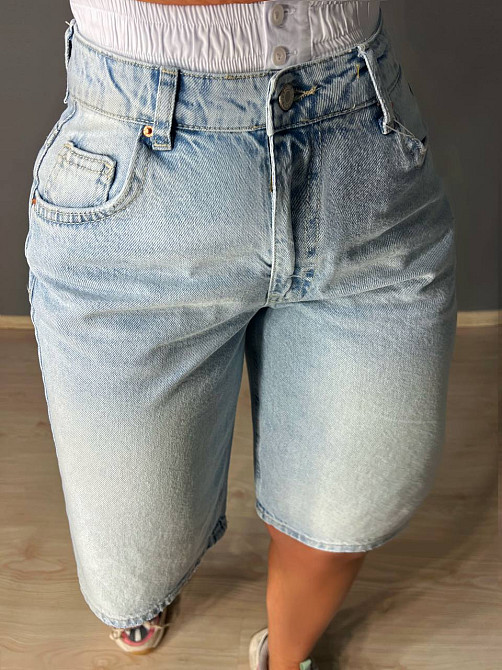 Шорти жіночі джинсові Its’Basic 3357 бермуди біла резинка на талії середня довжина блакитні , блакитний, 34 Київ - фото 17