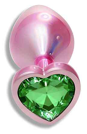 Анальна пробка з кристалом EGZO - Pink Perl Heart Plug Green, size S Sex Aura Київ