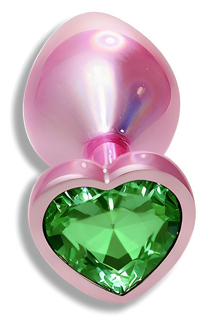 Анальна пробка з кристалом EGZO - Pink Perl Heart Plug Green, size S Sex Aura Київ - фото 2