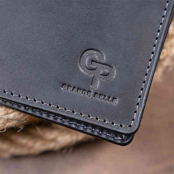 Портмоне на одно отделение в матовой коже Черное (GRANDE PELLE) Киев