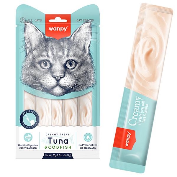 Wanpy Creamy Lickable Treats Tuna & Codfish ВАНПИ ТУНЕЦ С ТРЕСКОЙ жидкое лакомство для котов Киев - изображение 1