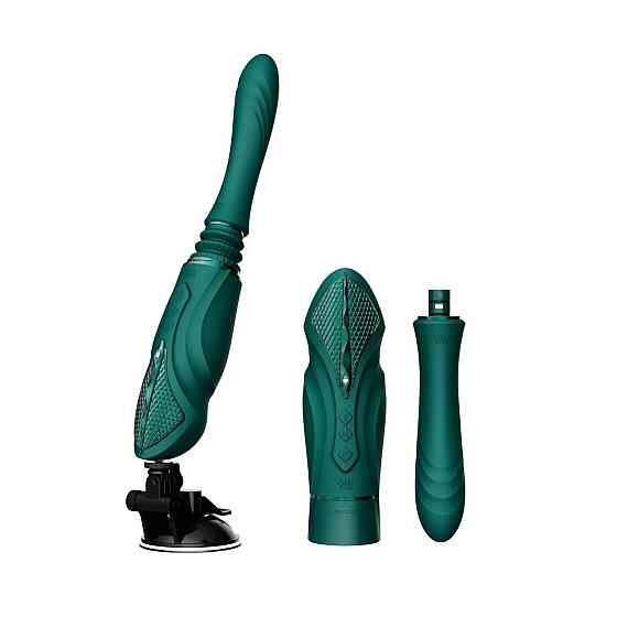 Компактная смарт секс-машина Zalo – Sesh Turquoise Green, 2 насадки, пульт ДУ, кристалл Swarovski Sex Aura Киев