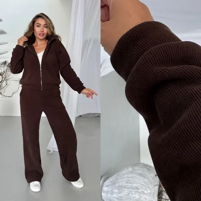 Жіночий теплий вельветовий костюм на флісі Одеса - фото 17