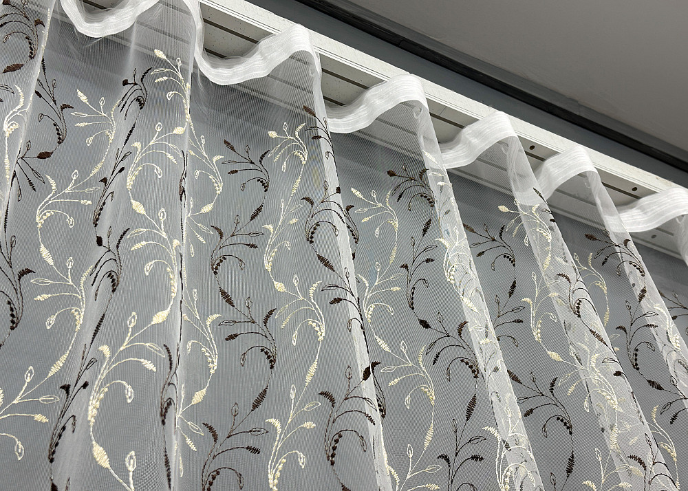 Тюль фатин с вышивкой и люрексом цвет молочный с венге 1647т Киев - изображение 8