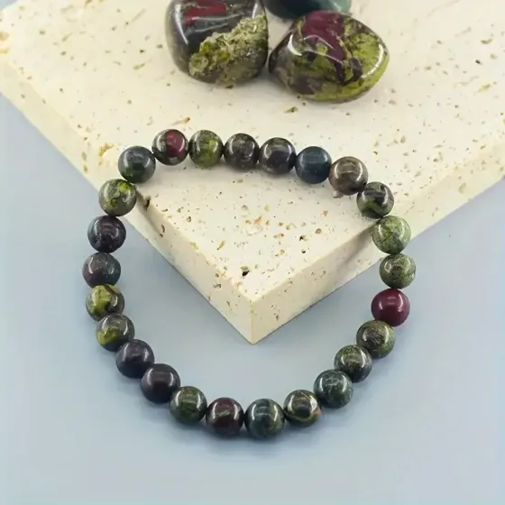 Браслет из камня «Драконья Кровь» 8 мм — натуральная яшма, унисекс Киев