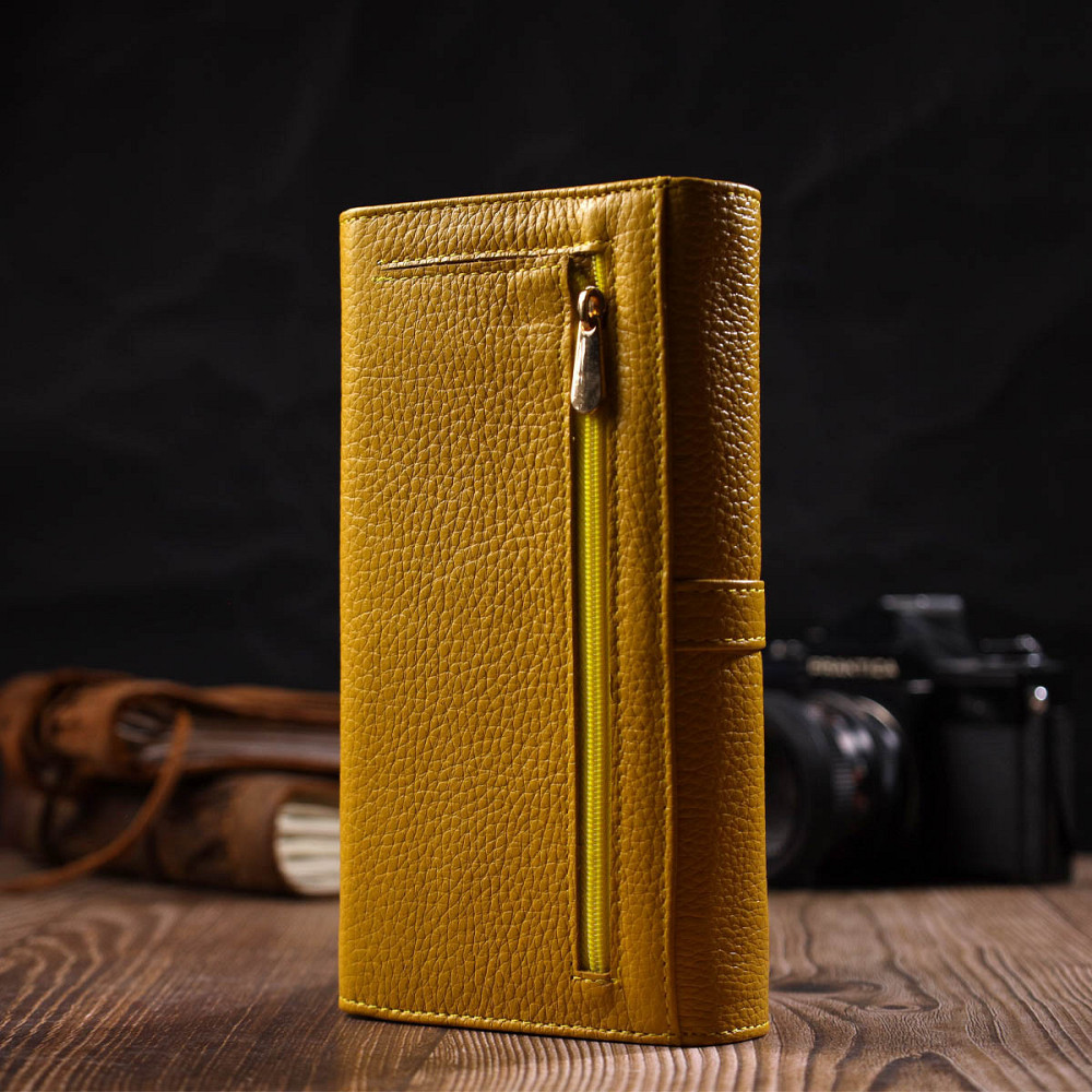 Барвистий жіночий гаманець з великою кількістю відділень із натуральної шкіри Tony Bellucci 21960 Жовтий Київ - фото 2