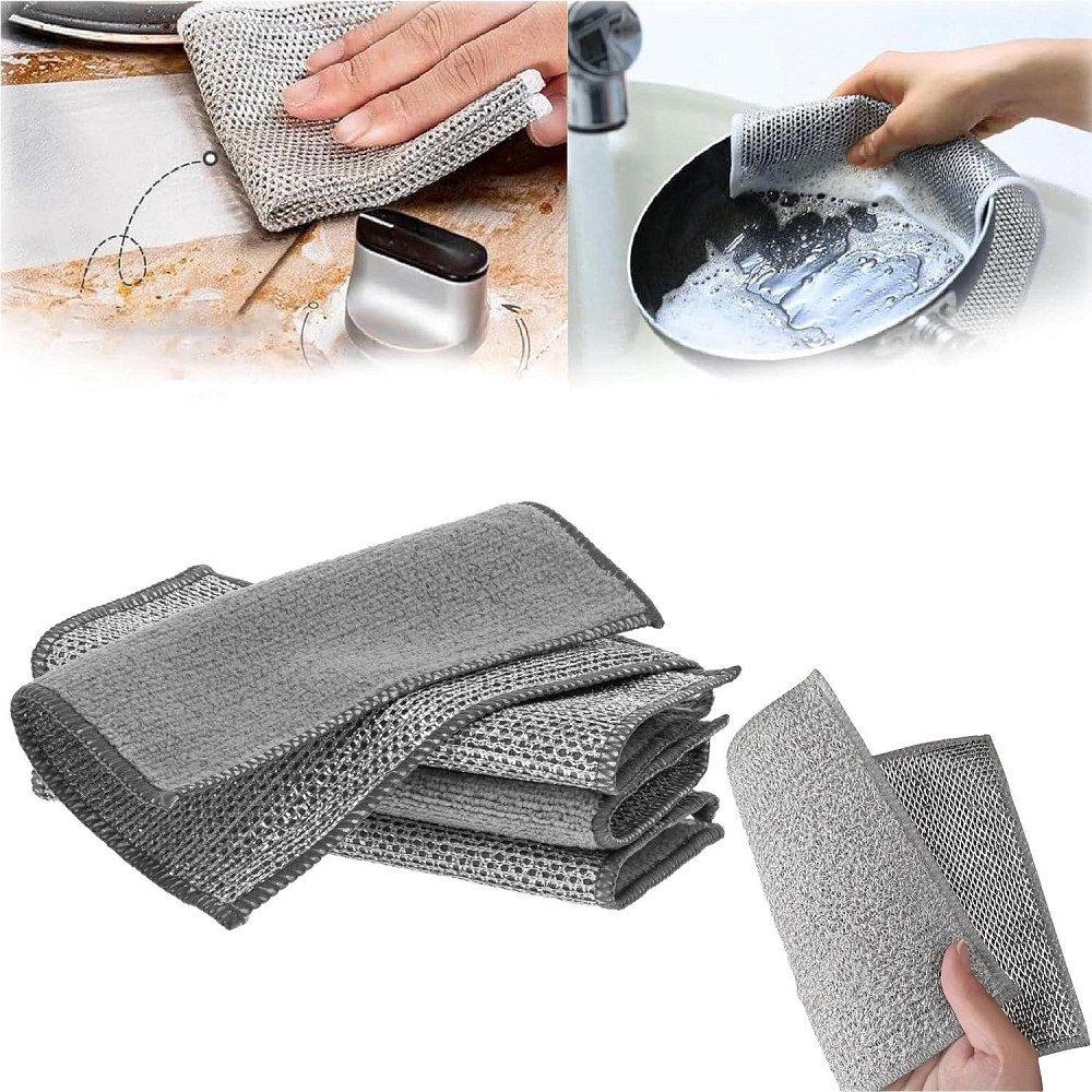 Серветка двошарова з металом та мікрофіброю для миття посуду 4шт Вінниця - фото 2