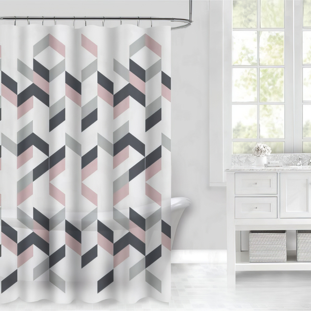 Штора для ванной и душа 180x180 см водоотталкивающая,шторка для душевой с пластиковыми крючками,прозрачная Каменец-Подольский - изображение 1