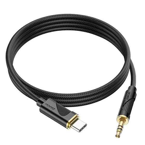 Аудiокабель HOCO UPA30 Type-C to 3.5mm male, nylon braid, 1m, Black Одеса