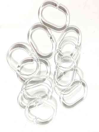 Прозрачные кольца для крепление душевой шторки к карнизу Bathlux, пластиковые, 12 штук в упаковке Каменец-Подольский