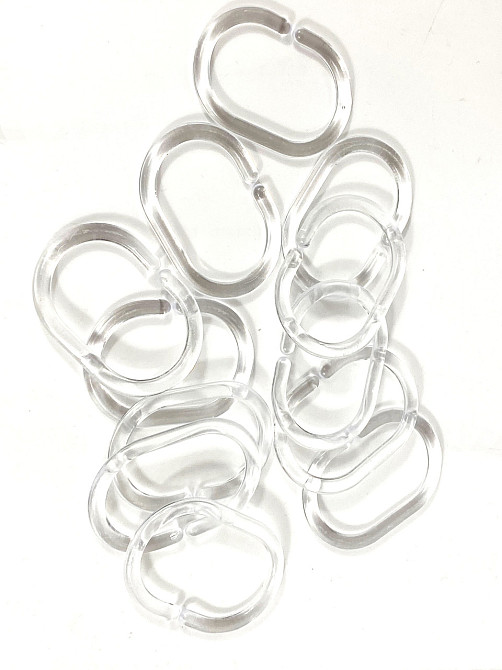 Прозорі кільця для кріплення душової шторки до карнизу Bathlux, пластикові, 12 штук в упаковці Кам'янець-Подільський - фото 3