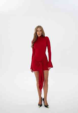 Жіноче стильне мініплаття зі складками мікродайвінг Червоний, 42/44 Одеса