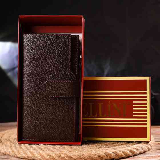 Стильний вертикальний жіночий гаманець з натуральної шкіри Коричневий (CANPELLINI) Київ