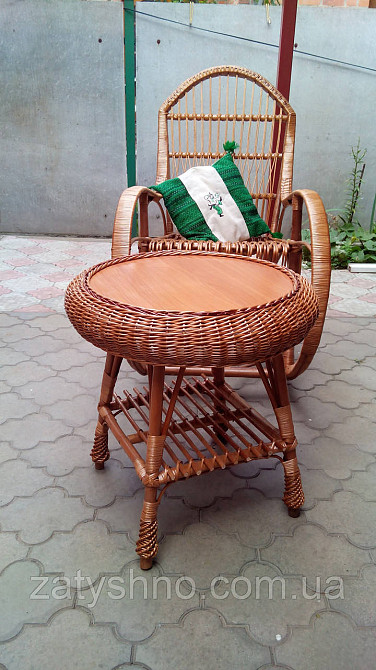 Стол из лозы круглый плетеный журнальный Киев - изображение 4