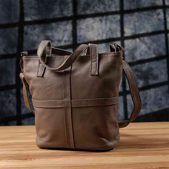 Сумка жіноча з ручками з натуральної шкіри Сірий (Vintage) Київ