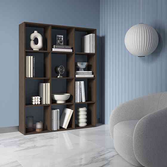 Стелаж VAYS M-8 Венге Темний, книжкова полиця на 12 комірок, ЛДСП, 108×29×143 см - для дому, офісу, дитячої або вітальні Львів