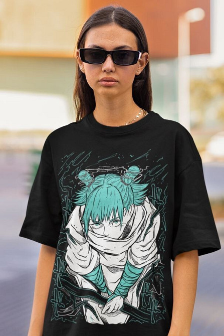 Футболка для хлопчика з аніме принтом Магічна битва оверсайз (зріст від 165 до 180) Чорний AnimeJ0801m Дніпро - фото 3