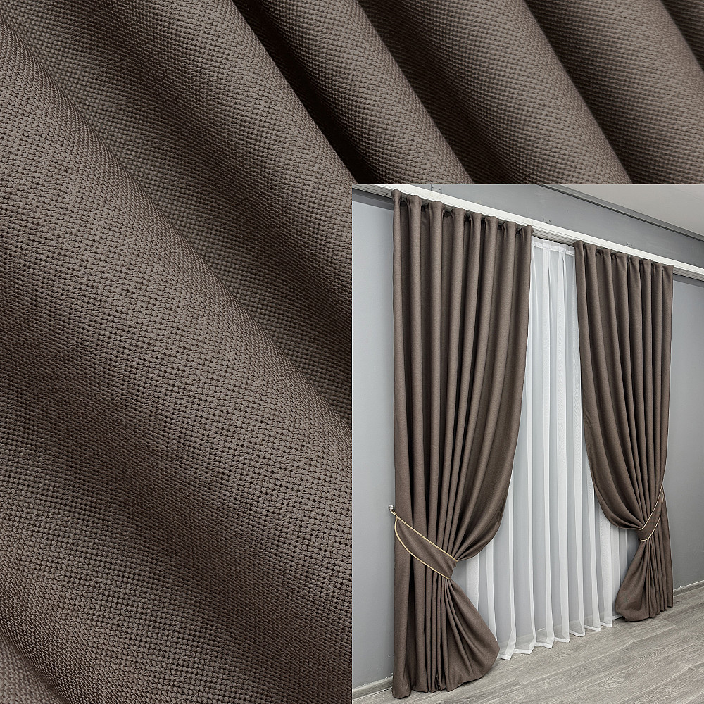 Комплект готових штор VR-Textil Рогожка TERRA LUXE № 1855ш Коричневий 150х290 см 2 шт (33-0852) Київ - фото 9