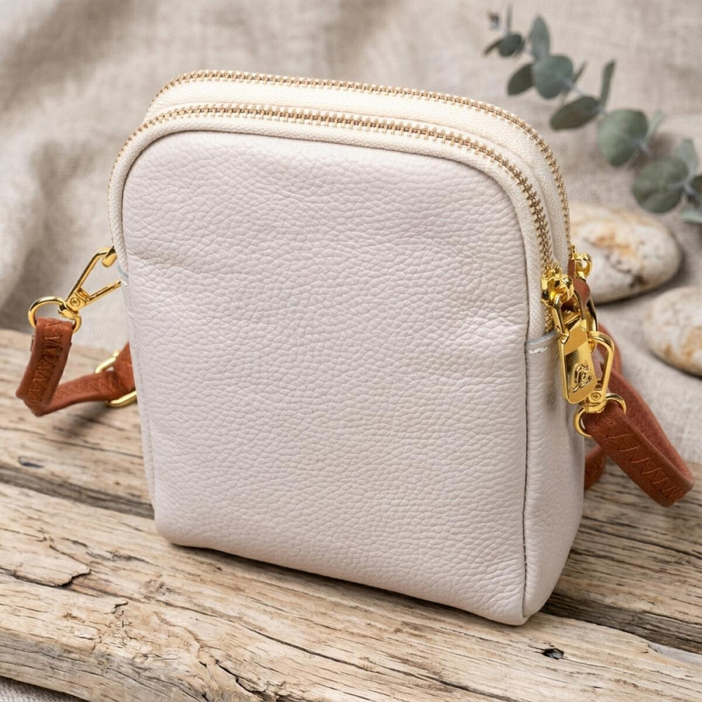 Стильна сумка трапеція для жінок із натуральної шкіри Vintage 22270 Біла Київ - фото 14