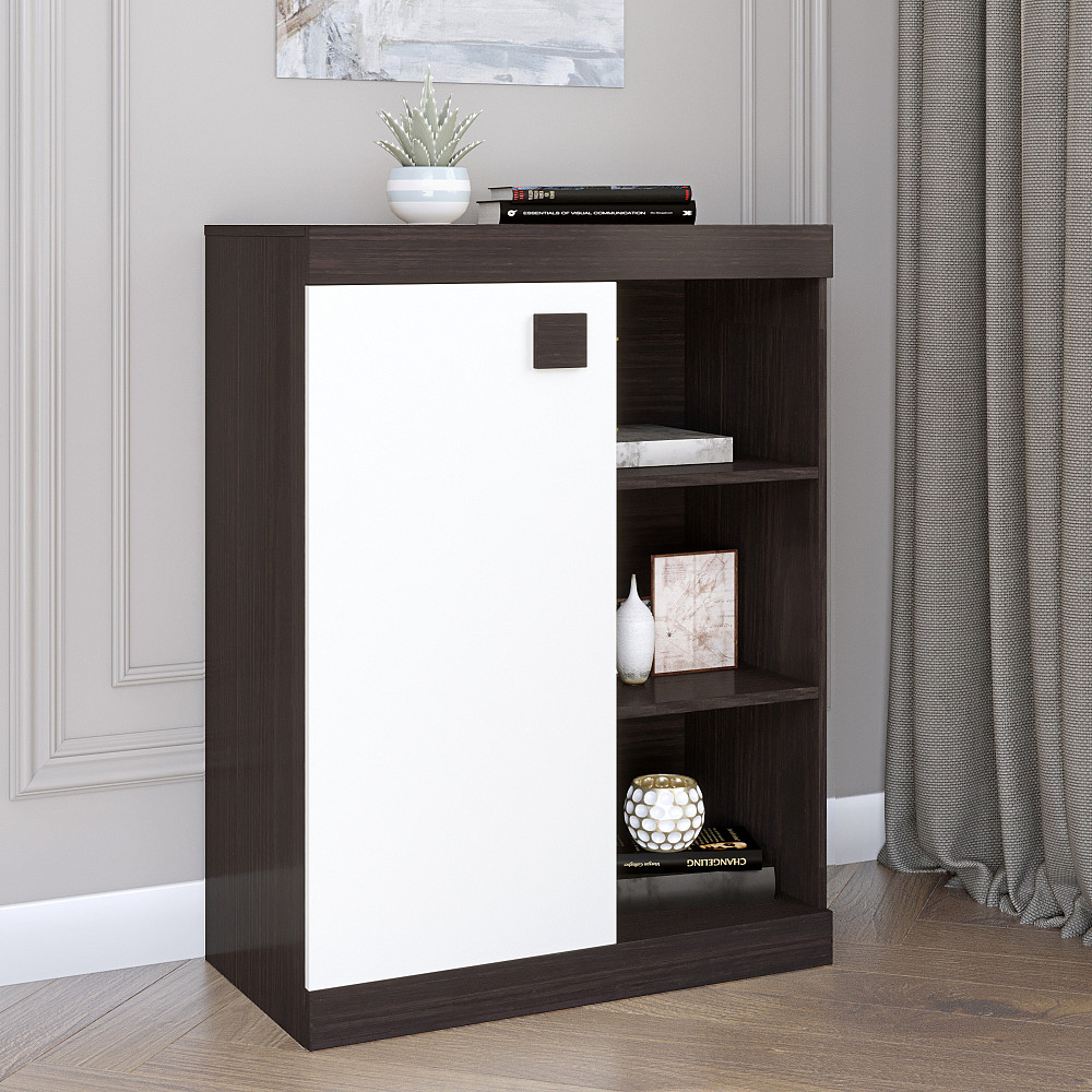 Тумба офисная открытая Эверест Соната 70х38х93 венге темный + белый (DTM-2072) Львов - изображение 3