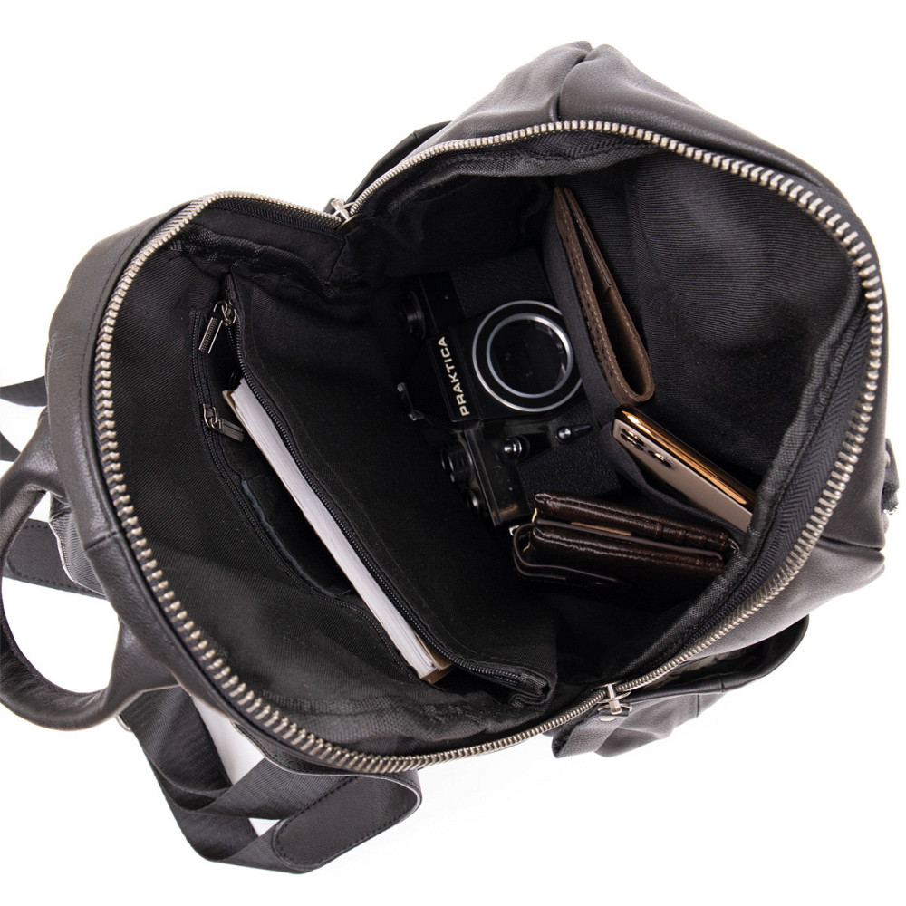 Рюкзак міський в гладку шкіру Vintage 20411 Чорний Київ - фото 5