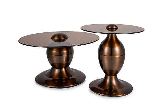 Журнальний столик CASSIE коричневий прозорий/мідний (к-кт) д.70, д.50 Киев