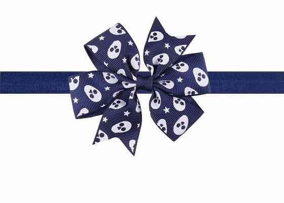 Синяя детская повязка - размер универсальный (на резинке), бантик 8см Киев