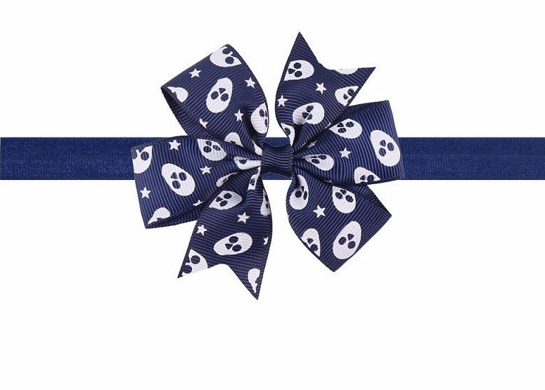 Синяя детская повязка - размер универсальный (на резинке), бантик 8см Киев - изображение 1