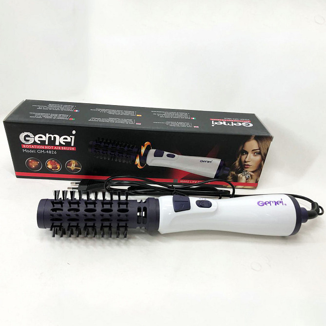 Фен-брашинг для волос Gemei GM-4826 1000Вт, Фен щетка с вращающейся насадкой, Щетка сушка для волос WN-68 Львов - изображение 16