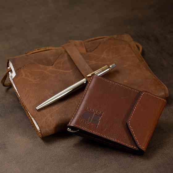 Мужской вместительный зажим для денег GRANDE PELLE 11522 Коричневый Киев