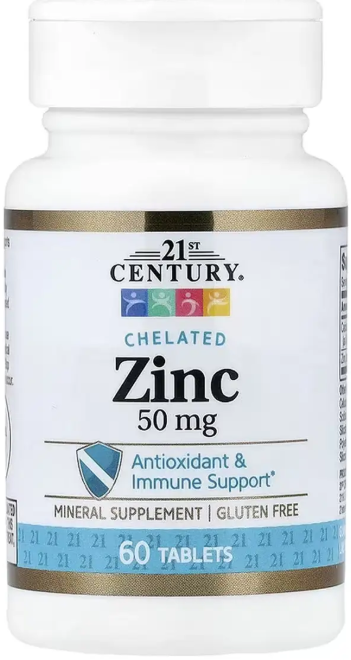 Цинк хелатный 21st Century Zinc Chelated 50 mg 60 таб Киев - изображение 1