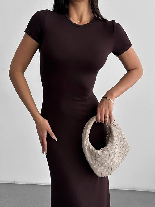 Женское стильное элегантное длинное платье из качественной вискозы Шоколад, 44/46 Одесса - изображение 7